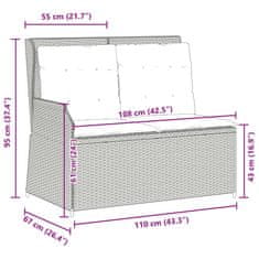 Vidaxl Polohovací zahradní lavice s poduškami béžová polyratan