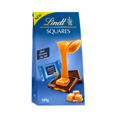 LINDT Squares Dark Caramel Sea Salt 144g