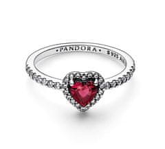 Pandora Romantický stříbrný prsten s červeným křišťálem Timeless 198421C02 (Obvod 52 mm)