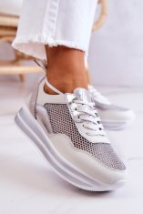 Dancing Shoez Dámská sportovní obuv Tenisky bílé a stříbrne Bourne, 38
