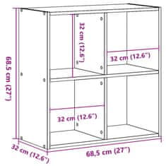 Vidaxl Knihovna old wood 68,5 x 32 x 68,5 cm kompozitní dřevo