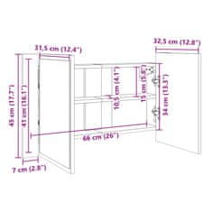 Vidaxl LED zrcadlová skříňka dub sonoma 80x12x45 cm kompozitní dřevo