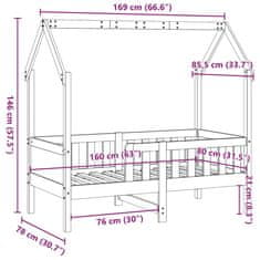 Vidaxl Dětská domečková postel bílá 80 x 160 cm masivní borové dřevo