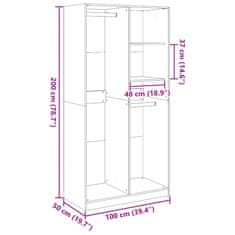 Vidaxl Šatní skříň dub artisan 100 x 50 x 200 cm kompozitní dřevo