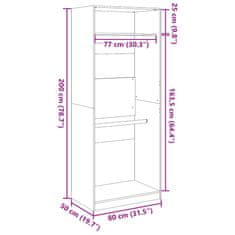 Vidaxl Šatní skříň kouřový dub 80 x 50 x 200 cm kompozitní dřevo