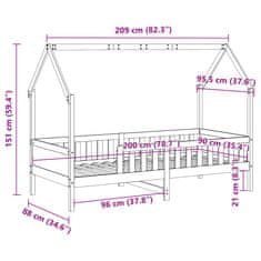 Vidaxl Dětská domečková postel bílá 90 x 200 cm masivní borové dřevo
