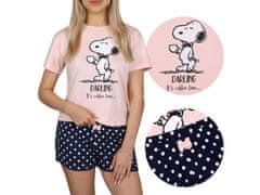 sarcia.eu Snoopy Peanuts Růžové a tmavě modré dívčí pyžamo s krátkým rukávem 11 let 146 cm