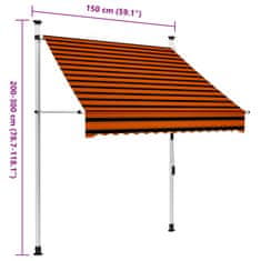 Vidaxl Ručně zatahovací markýza 150 cm oranžovo-hnědá