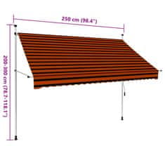 Vidaxl Ručně zatahovací markýza 250 cm oranžovo-hnědá