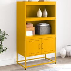 shumee vidaXL Skříň highboard hořčicově žlutá 68,5 x 38,5 x 123,5 cm ocel