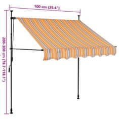 Vidaxl Ručně zatahovací markýza s LED světlem 100 cm žlutomodrá