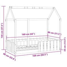 Vidaxl Dětská domečková postel bílá 80 x 160 cm masivní borové dřevo