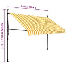 Vidaxl Ručně zatahovací markýza s LED světlem 250 cm bílooranžová