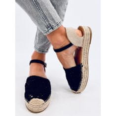 Ažurové sandály espadrille Black velikost 40