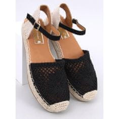 Ažurové sandály espadrille Black velikost 40