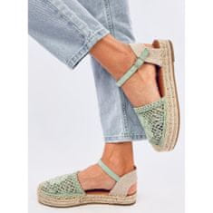 Ažurové sandály espadrille Zelená velikost 40