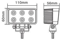 Stualarm LED světlo obdélníkové, 6x3W, 110x60x56mm, ECE R10 (wl-805)