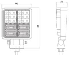 Stualarm LED světlo hranaté, bílá + oranžová, 38x3W, ECE R10 (wl-834)