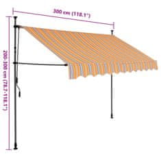 Vidaxl Ručně zatahovací markýza s LED světlem 300 cm žlutomodrá