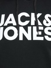 Jack&Jones Plus Pánská mikina JJECORP Regular Fit 12163777 Black/large print (Velikost 5XL)