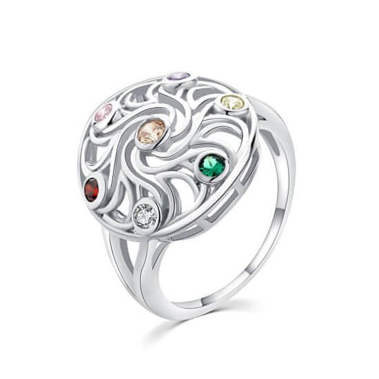 MOISS Hravý stříbrný prsten s barevnými zirkony R00021