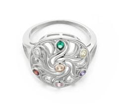 MOISS Hravý stříbrný prsten s barevnými zirkony R00021 (Obvod 55 mm)