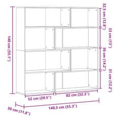 Petromila Rohová knihovna 4patrová old wood 85x85x140 cm kompozitní dřevo