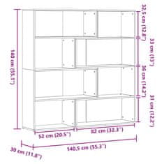 Petromila Rohová knihovna 4patrová kouřový dub 85 x 85 x 140 cm kompozit