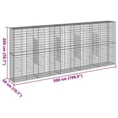 Vidaxl Gabionový koš s víkem 500 x 50 x 200 cm pozinkované železo