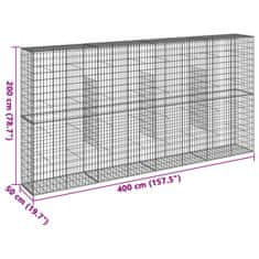 Petromila Gabionový koš s víkem 400 x 50 x 200 cm pozinkované železo