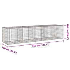 Petromila Gabionový koš s víkem 450 x 100 x 100 cm pozinkované železo