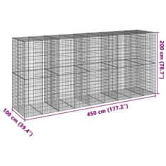 Petromila Gabionový koš s víkem 450 x 100 x 200 cm pozinkované železo