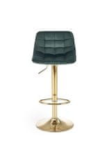 Halmar Barová židle H120 nohy - zlatá, sedák - tmavě zelená (1p=1szt)