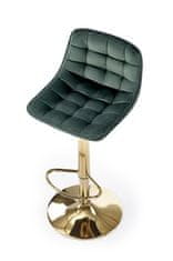 Halmar Barová židle H120 nohy - zlatá, sedák - tmavě zelená (1p=1szt)