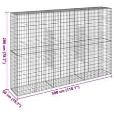 Petromila Gabionový koš s víkem 300 x 50 x 200 cm pozinkované železo