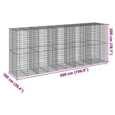 Petromila Gabionový koš s víkem 500 x 100 x 200 cm pozinkované železo