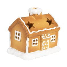 Clayre & Eef keramický svícen na čajovou svíčku GINGERBREAD HOUSE 6CE1804