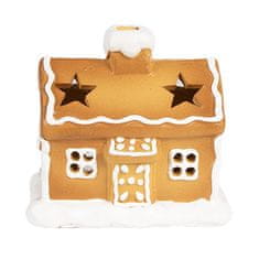 Clayre & Eef keramický svícen na čajovou svíčku GINGERBREAD HOUSE 6CE1804