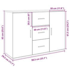 Vidaxl Příborník dub sonoma 90,5 x 29,5 x 65 cm kompozitní dřevo