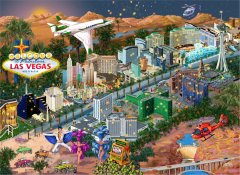 InnoVibe Wooden City Dřevěné puzzle Vítejte v Las Vegas 2v1, 505 dílků EKO