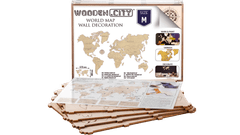 InnoVibe Wooden City Dřevěná mapa světa velikost M (57x38cm)