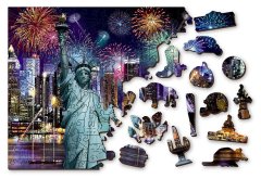 InnoVibe Wooden City Dřevěné puzzle Noční New York 2v1, 1000 dílků EKO