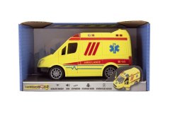 InnoVibe Auto ambulance plast 20cm na setrvačník na baterie se zvukem se světlem v krabici 26x15x12cm