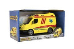 InnoVibe Auto ambulance plast 20cm na setrvačník na baterie se zvukem se světlem v krabici 26x15x12cm