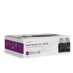 Nedis PIM60012EGY měnič napětí 12 V na 230 V, 600 W, 1x USB výstup, 1 CZ zásuvka