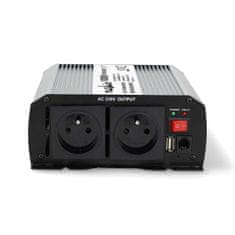 Nedis PIM100012EGY měnič napětí 12 V na 230 V, 1000 W, 1x USB výstup, 2 CZ zásuvky