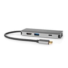 Nedis CCBW64240AT02 USB-C dokovací stanice 1x USB-C / 3x USB A / HDMI / Ethernet / čtečka karet