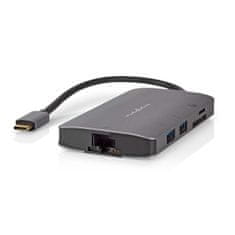 Nedis CCBW64240AT02 USB-C dokovací stanice 1x USB-C / 3x USB A / HDMI / Ethernet / čtečka karet