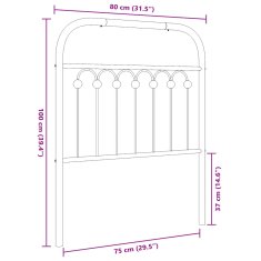 Vidaxl Kovové čelo postele černé 75 cm