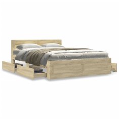 Petromila Rám postele s čelem dub sonoma 140 x 200 cm kompozitní dřevo